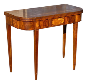 Antique Hepplewhite Style Mahogany & Satinwood Card Table / Console Table