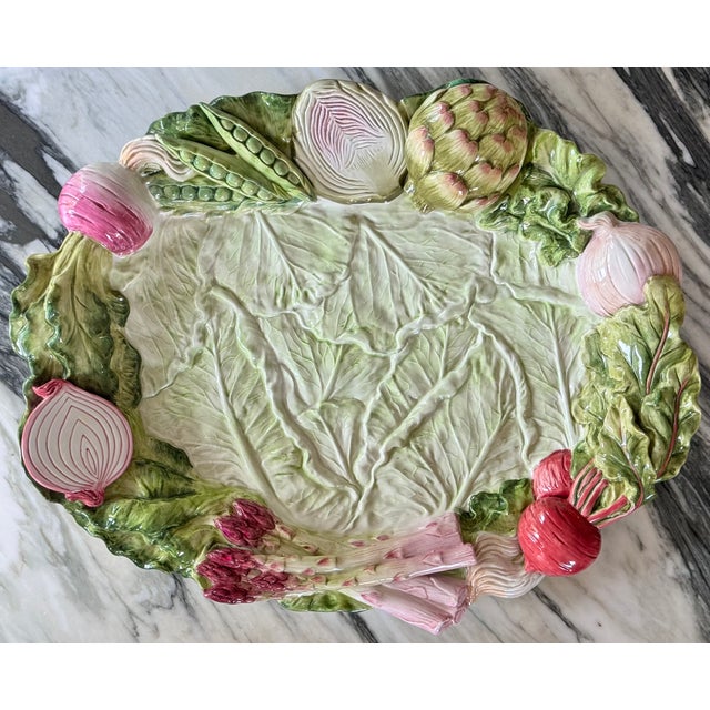 Late 20th Century Vintage Fitz and Floyd Majolica Style Large French Garden Platter For Sale - Image 5 of 12