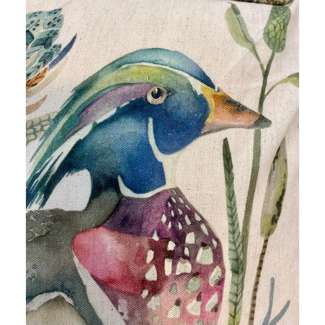 Pair of Bolster Pillows With a Colorful Duck Print - Made in U K For Sale In Dallas - Image 6 of 10