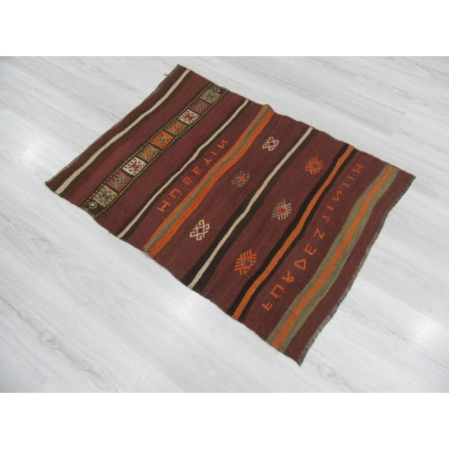 1960s Vintage Turkish Kilim Rug - 2′8″ × 3′7″ For Sale - Image 4 of 6