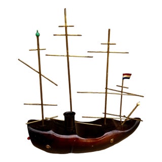 Wooden Ship-Shaped Table Night Lamp, Netherlands, 1960s. For Sale
