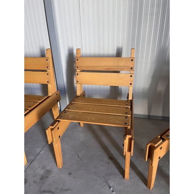 Wood Brutalist Upholstered Wooden Armchairs, 1960s, Set of 4 For Sale - Image 7 of 8