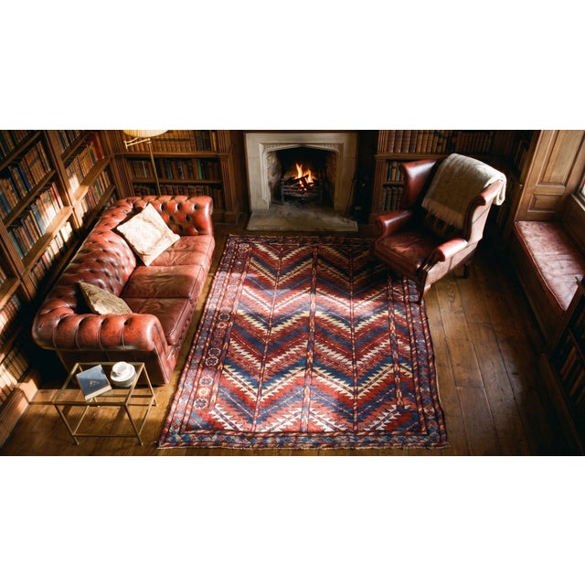 Marvelous Multi Color With Dynamic Zigzag Geometric Desing Antique Persian Quchan Rug For Sale - Image 10 of 12