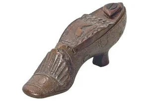 Antique French Carved Wooden Shoe Box