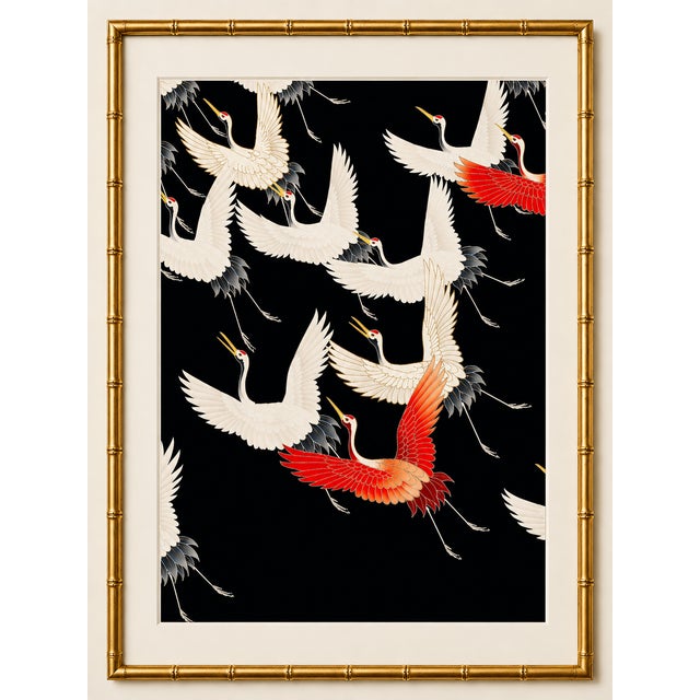 Flying Cranes, Vintage Art Print Reproduction, 18" X 24" For Sale In Buffalo - Image 6 of 10