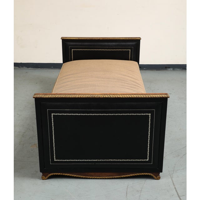 Maison Jansen Black Leather Daybed With Gilded Foliate Design For Sale - Image 16 of 18