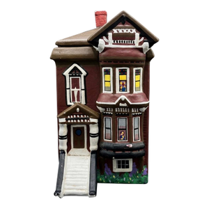 Vintage 1980s Painted Lady Victorian House Ceramic Cookie Jar
