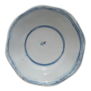 Chinese Blue & White Porcelain Hand Painted Flower Shrimp Noodle Rice Bowl