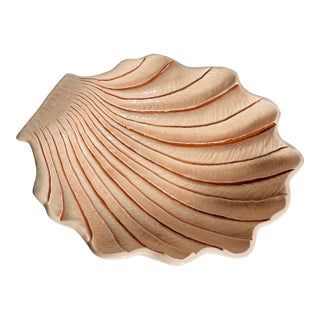 1960s Coastal Shell Shaped Majolica Bowl Signed For Sale