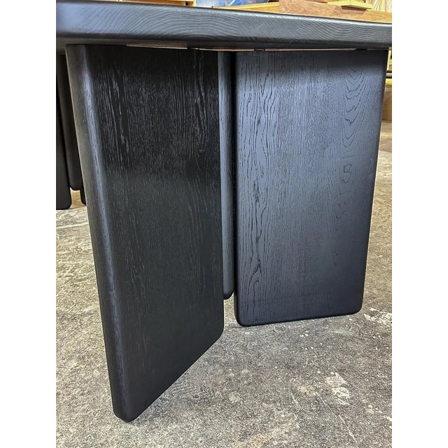 Wood Custom Mid Century Style Rectangular Black Oak Dining Table For Sale - Image 7 of 12