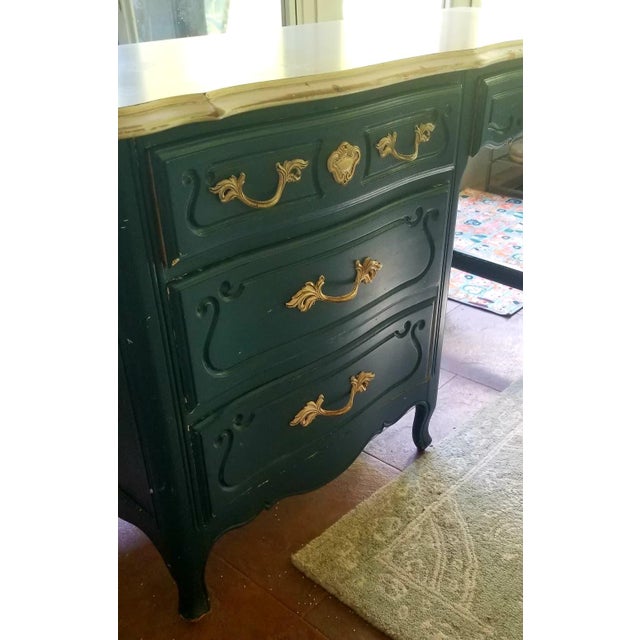 French Provincial Vintage 1971 Drexel "Parfait" French Provincial Painted Writing Desk For Sale - Image 3 of 7