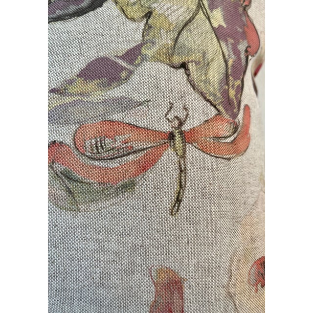 Large Bolster Pillow Decorated With a Delicate Water Color Look Floral Pattern of Soft Pinks, Greens & Oranges - Made in the U K For Sale In Dallas - Image 6 of 12