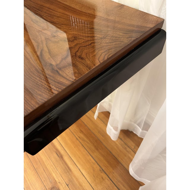 Art Deco Console in Walnut Veneer and Black High-Gloss Lacquer, 1920s For Sale - Image 6 of 9