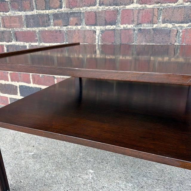 Wood Edward Wormley for Dunbar Mid-Century Modern Mahogany Side Table With Lower Shelf For Sale - Image 7 of 9