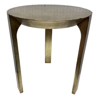 Under Beveled Three Legged Silver Leaf Style Modern Drinks Table For Sale