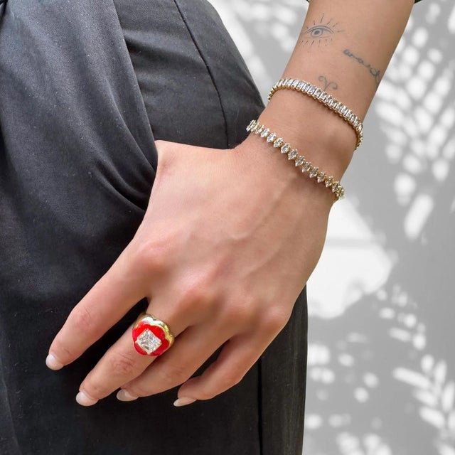 Baguette Diamond Adjustable Fashion Bracelet For Sale - Image 4 of 8