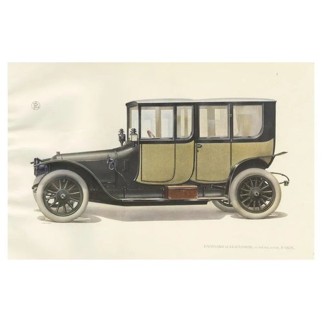 Antique print of a Panhard et Levassor double coupe conduite car. This print originates from a rare catalog of the...