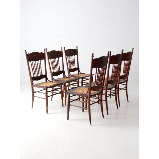 Antique Press Back Dining Chairs Set of 4 For Sale - Image 14 of 16