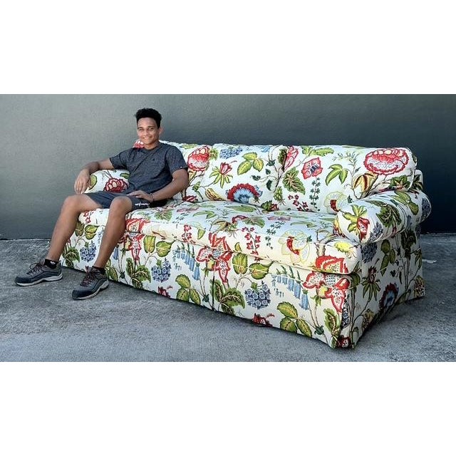 Late 20th Century Vintage Custom Sofa in Schumacher Classic “Tree of Life” For Sale - Image 5 of 12