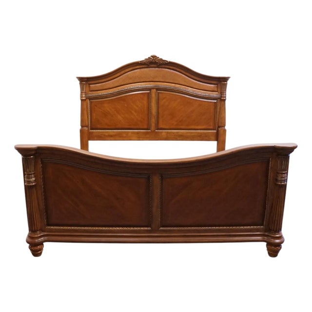 Kevin Charles Cherry Contemporary Traditional Empire Style King Size Bed For Sale