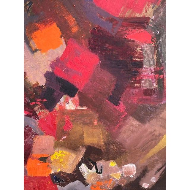 Plastic Mid 20th Century Pat Berger Abstract Expressionist Acrylic Painting on Artist Board For Sale - Image 7 of 8