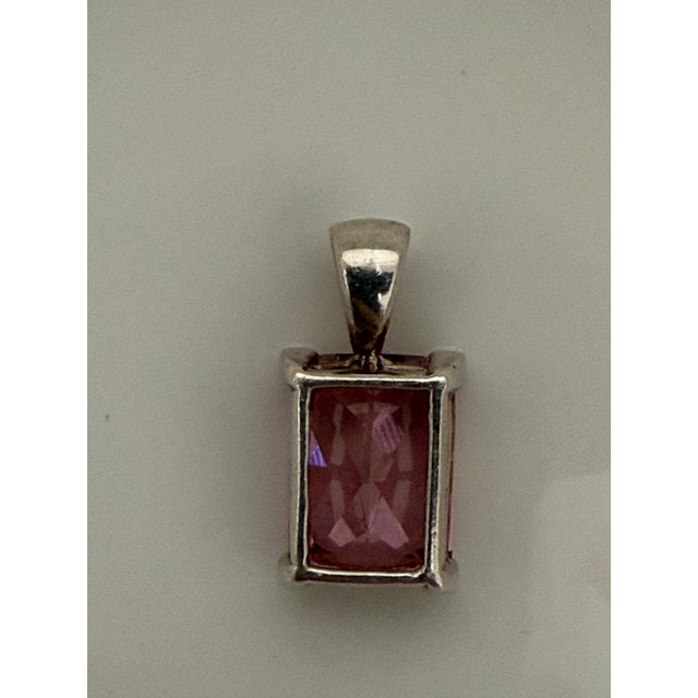 Mid-Century Modern Mid 20th Century Pink Gemstone Pendant Set in a 4-Prong Sterling Silver Basket Setting. For Sale - Image 3 of 3