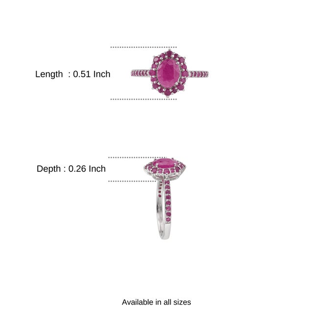 Carat&Her Georgian Style Oval Cut Ruby Halo Cluster Ring in Sterling Silver, Size 6 For Sale - Image 9 of 13