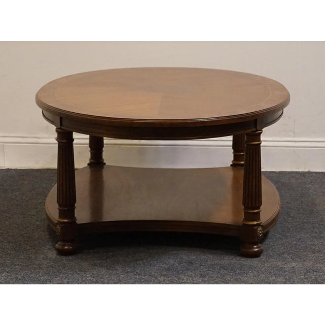 Brown Heritage Furniture Banded Burled Walnut Italian Provincial 52" Oval Accent Coffee Table 18-503-69 For Sale - Image 8 of 11