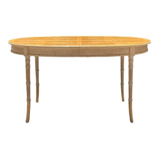 Vintage Coastal Carved Bamboo Dining Table For Sale