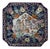 Vintage Deep Blue Flower Birds Square Ceramic Display Tray For Sale
