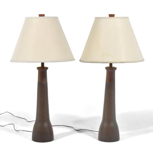 The lamps by Gordon and Jane Martz are noteworthy for their subtle shaped and refined forms with elegant glazes and...