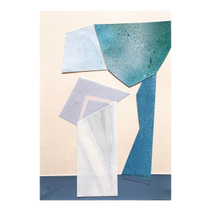 "Im Blue 1" Original Mixed-Media Collage on Paper by Zac Woodiel