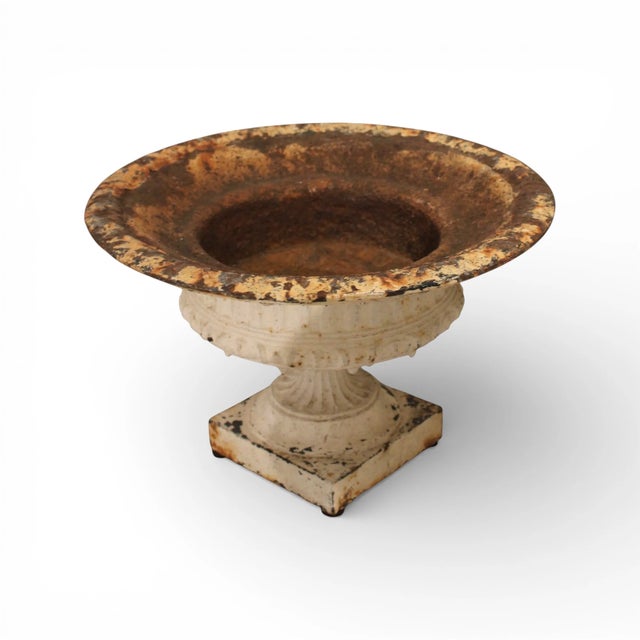 French 19th Century French Antique Pair of White Iron Jardinieres or Planters For Sale - Image 3 of 5