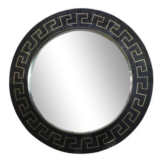 Greek Key Marble Wall Mirror 45"diam Maitland-Smith For Sale