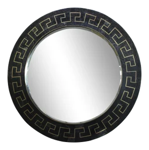 Greek Key Marble Wall Mirror 45"diam Maitland-Smith