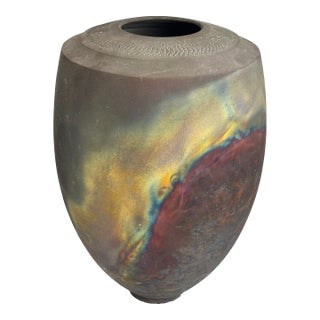 Mid 20th Century Raku Pottery Urn For Sale