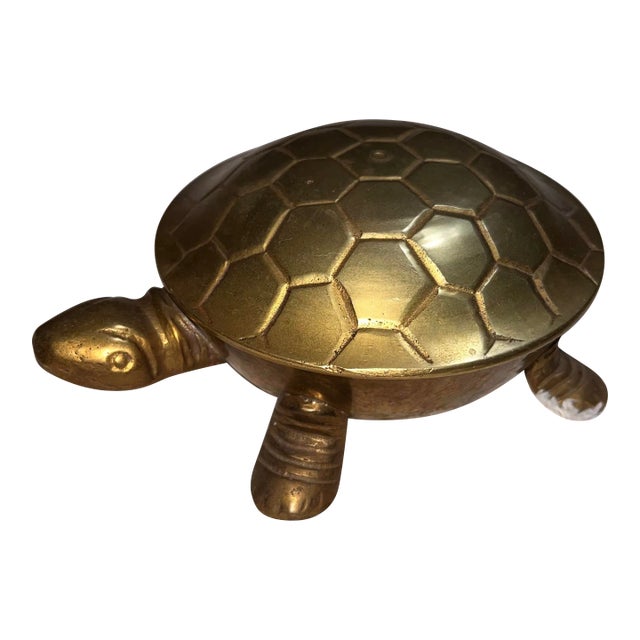 1970s Mid-Century Modern Brass Turtle Keepsake Cone/Loose Incense Herb Burner Ashtray For Sale