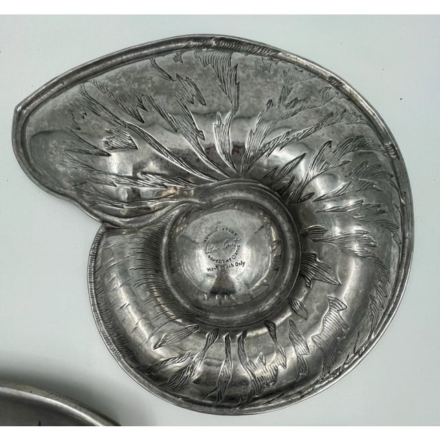 2000 - 2009 Vintage Arthur Court Nautilus Shell Aluminum Chip & Dip Server For Sale - Image 5 of 6