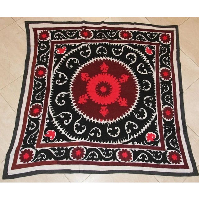 Textile Vintage Samarkand Suzani, Uzbekistan For Sale - Image 7 of 13