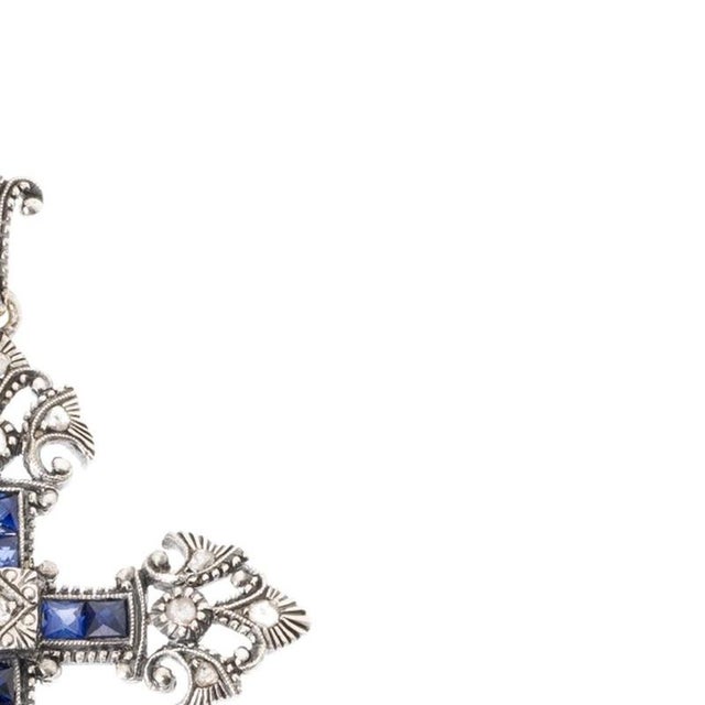 Silver and Gold Cross Pendant with Sapphires and Diamonds, 1800s For Sale - Image 4 of 6