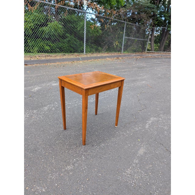 Brown Vintage Leather Top Side Table For Sale - Image 8 of 8