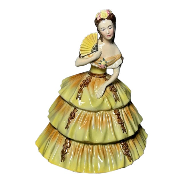 Vintage 1950’s American Goldscheider Everlast Ceramic Southern Belle Figurine For Sale