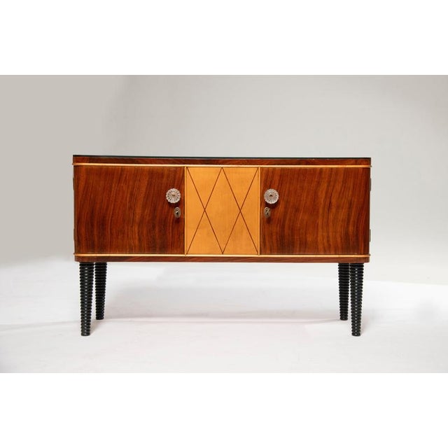 Small Art Deco Walnut and Maple Sideboard with Handles, 1940 For Sale - Image 11 of 12