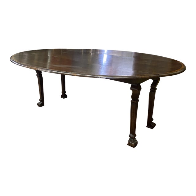 Late 20th Century English Oval Drop Leaf Dining Table For Sale