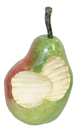 Original Lundin Kudo Signed Ceramic Pear Sculpture With Iridescent Glaze