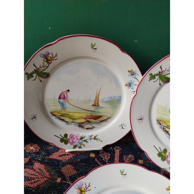 1980s Hand Painted c.e. Corey Portugal Dinner Plates - Set of 12 For Sale - Image 4 of 11