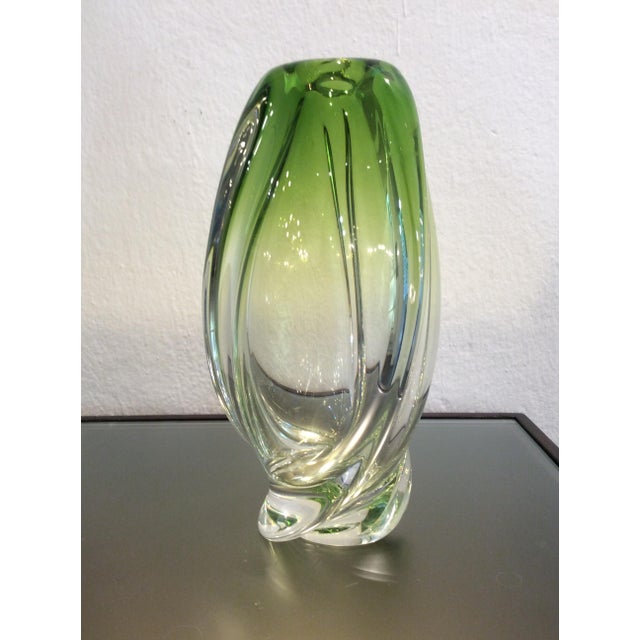 Vase in Transparent Green Crystal from Val Saint Lambert, 1950s For Sale - Image 3 of 8