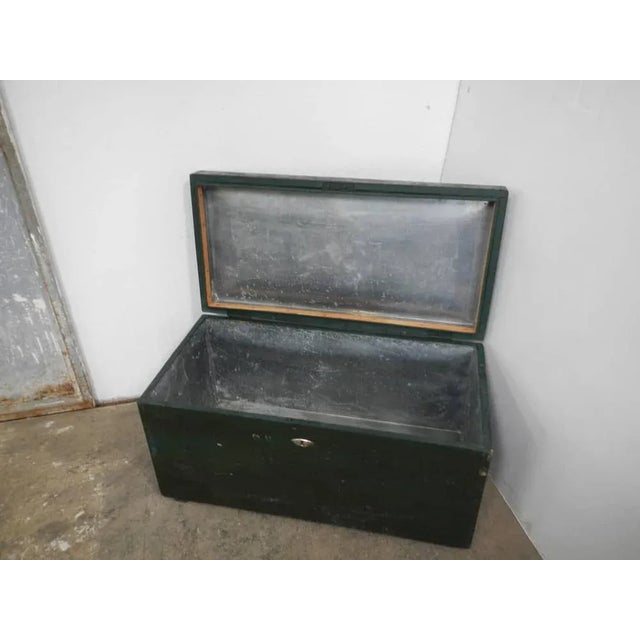 Black Vintage Black Wooden Trunk, 1940s For Sale - Image 8 of 11