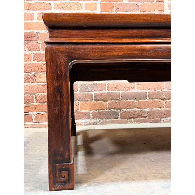 Vintage 1930's Ming Style Burma Padauk Wood Coffee Table With Chinese Scrollwork For Sale In Providence - Image 6 of 12