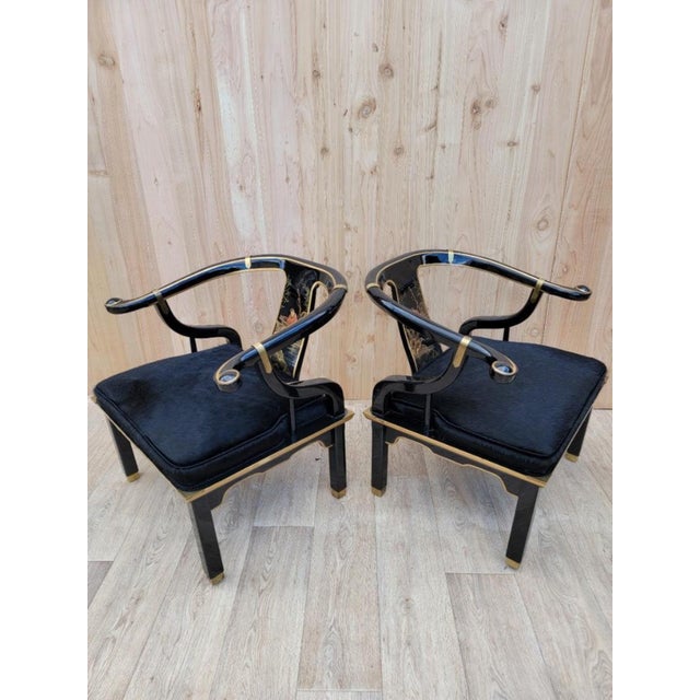 ダイニングチェア Mid Century Modern chairs by James Mont Pair of James Mont Style Lacquered Horseshoe Chairs by